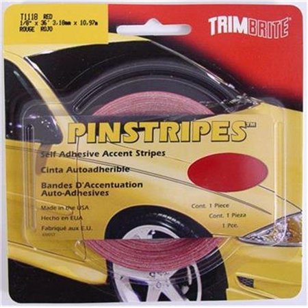 TRIMBRITE TRIMBRITE T1118 Pinstripe Tape; Red; 0.12 In. X 36 Ft. T18-T1118